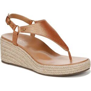Vionic Kirra Platform Wedge Sandal in Argan Brown Leather Size 10